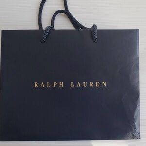 Ralph Lauren Shopping Bag Dark Blue Bag with Gold Logo